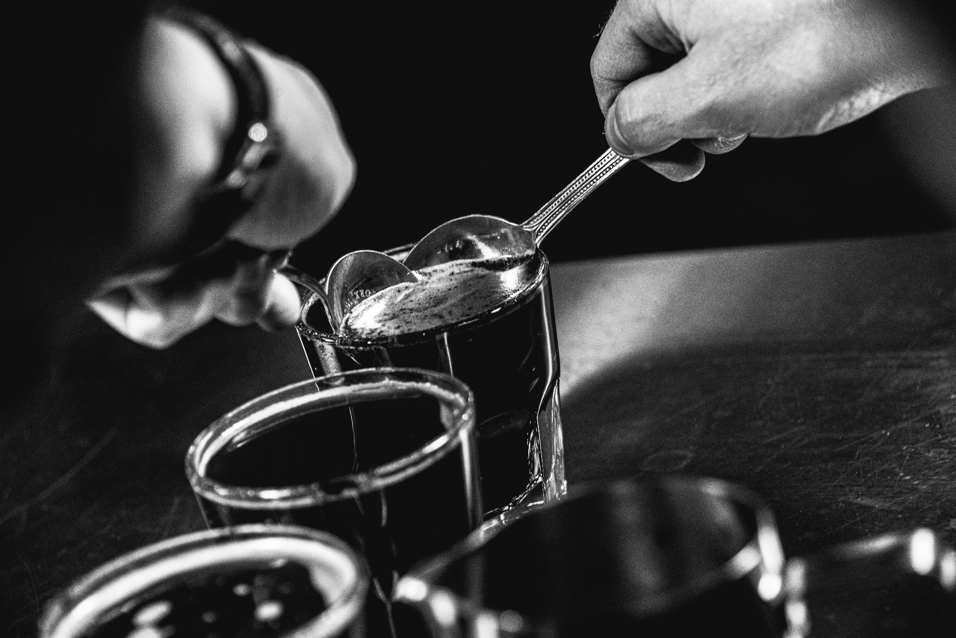 Quiet moment at the cupping table